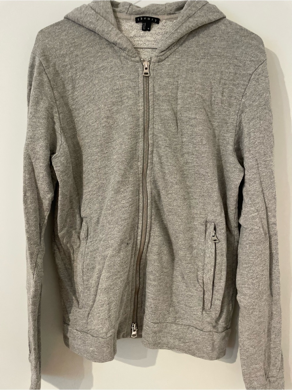 Theory Light Gray Zip Hoodie Jacket